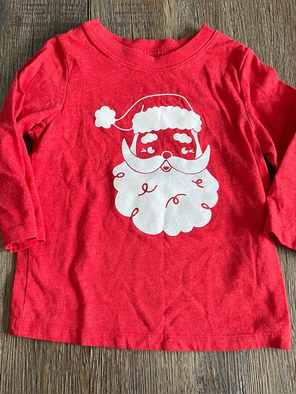 Cat & Jack Santa Long Sleeve T-shirt - Red - Christmas - Size 18 months